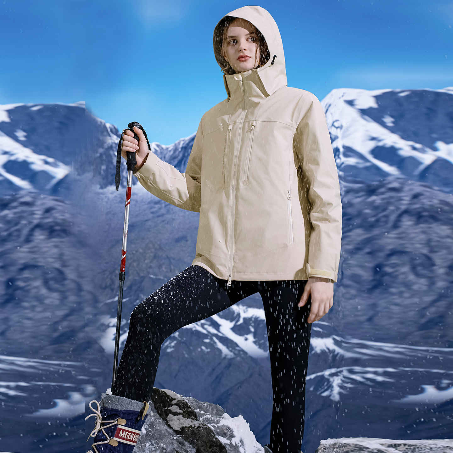 喜玛尔图女式套羽绒胆防风防雨外套冲锋衣AWFPCF080